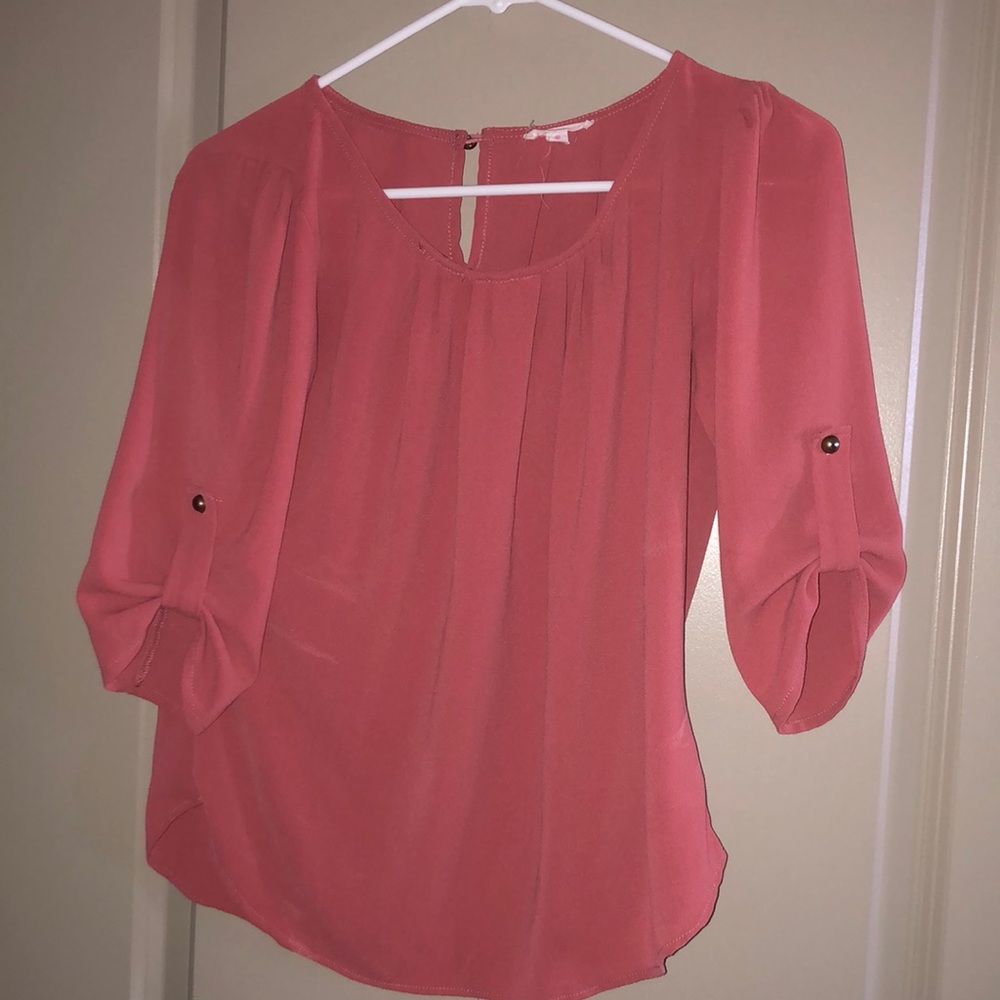 AGACI Mauve Dark Coral gold accent small blouse